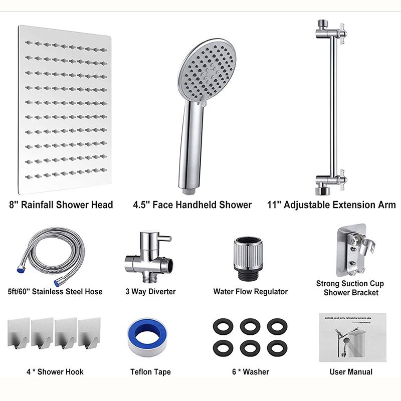 Sikunuo | Square Shape Double Shower Heads Modern Home Metal Double Shower Heads