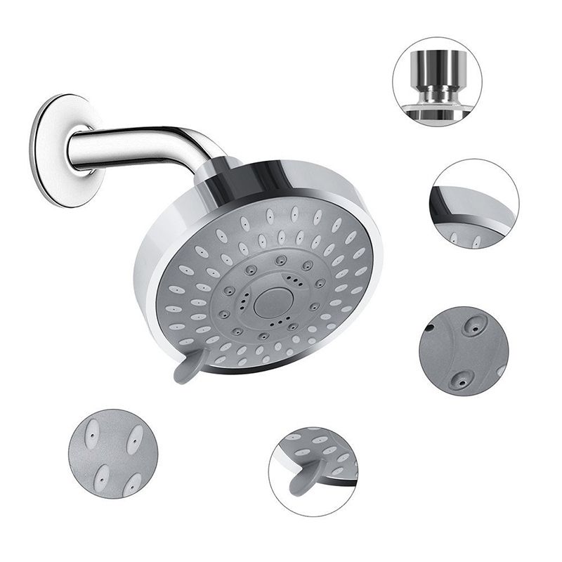 Sikunuo | Silver Round Fixed Shower Head Modern Style Wall Mount Shower Head