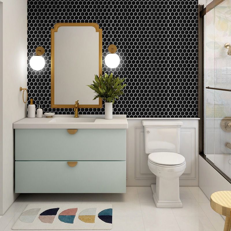 Sikunuo | Hexagonal Peel & Stick Tile Stain-Resistant Plastic Peel & Stick Tile for Shower
