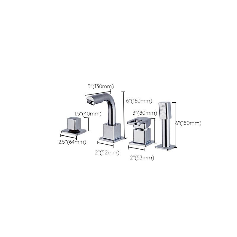 Sikunuo | Chrome Bath Faucet Trim with Lever Handle Deck Mounted Bathtub Faucet