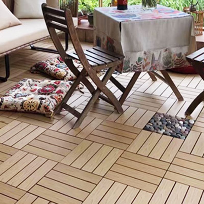 Sikunuo | Composite Plank Tiles Striped Pattern Square Deck Flooring Outdoor Patio