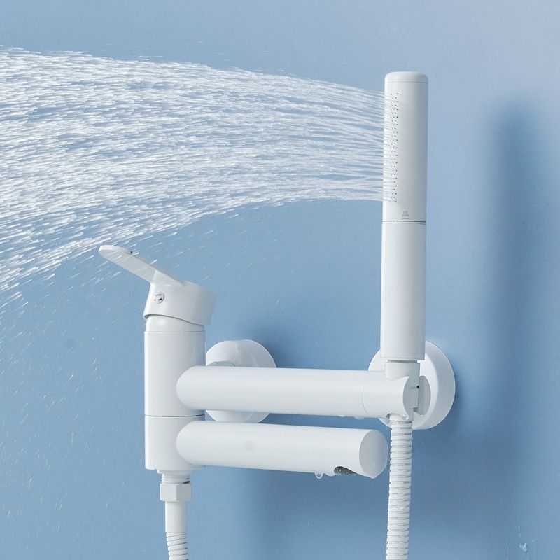 Sikunuo | Metal Modern Bathroom Faucet White Single Handle Bathtub Fill Valve Trim