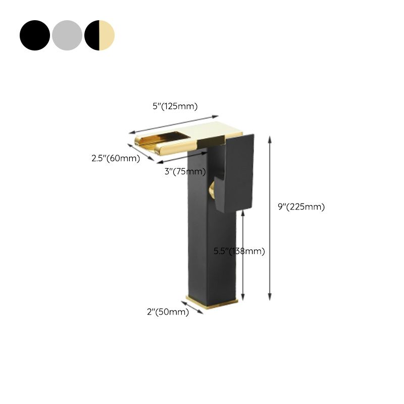 Sikunuo | Modern Waterfall Spout Sink Faucet with LED Brass Sink Faucet