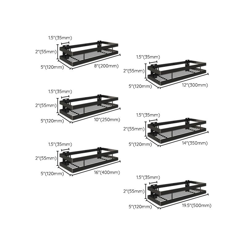 Sikunuo | 2-piece bathroom shelf made of matte black metal bathroom hardware set