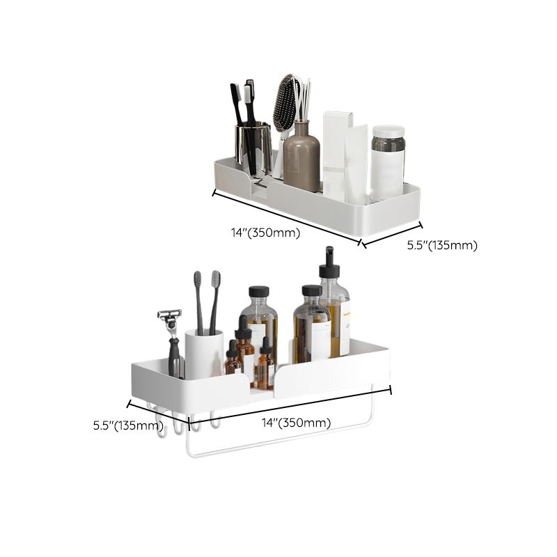 Sikunuo | White Bathroom Set Modern 1/2/3 - Pieces Stainless Steel Bathroom Shelf