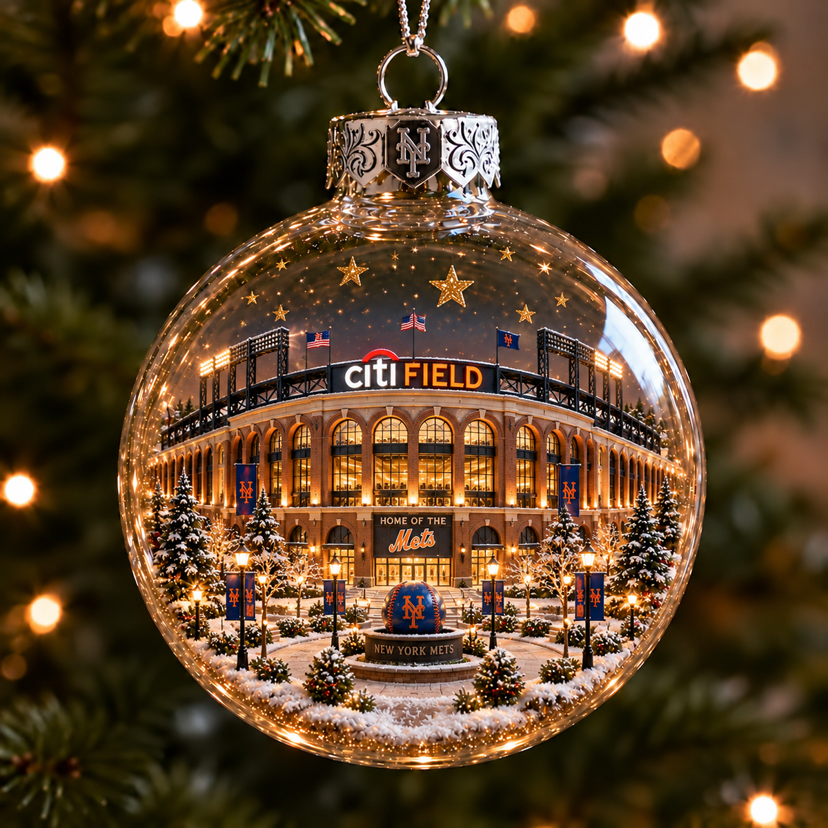 Light-Up Baseball Stadium Christmas Ornament