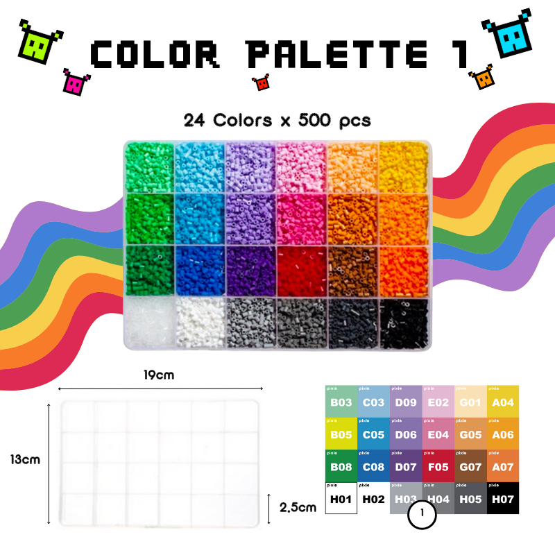 Pixie Beads 48 Starter Combo Box Set with Tool Set - 24.000 Mini Fuse Beads 2.6mm