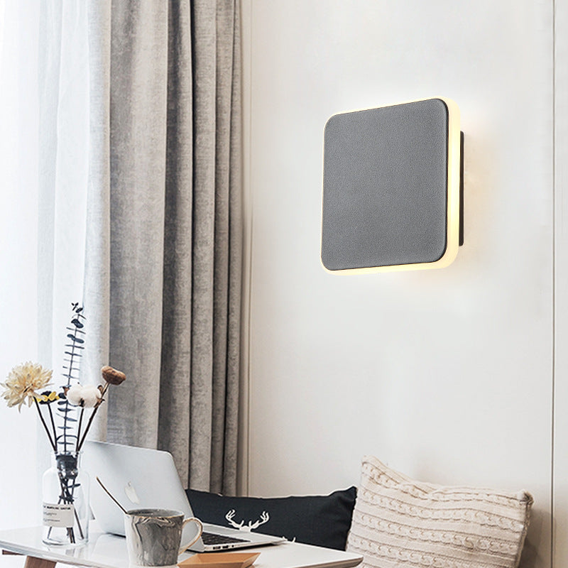 Sikunuo | 1 Light Study Room Wall Lamp with Square Shade Black/White Wall Light in Warm/White Light