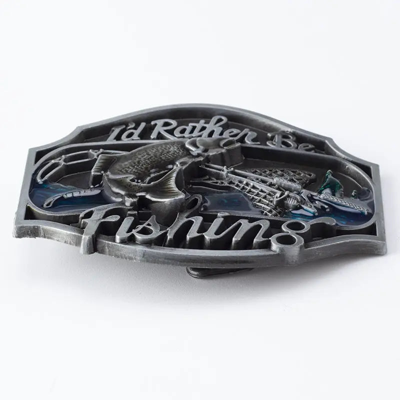 I'd Rather Be Fishing Western Belt Buckle