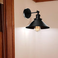Sikunuo | Metallic Cone Wall Lamp Light Loft Style 1 Light Living Room Adjustable Wall Mount Light in Black, 2 Pack