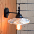 Sikunuo | Clear/Green Glass Black Wall Light Cone/Wide Flare 1-Light Industrial Wall Lamp for Living Room