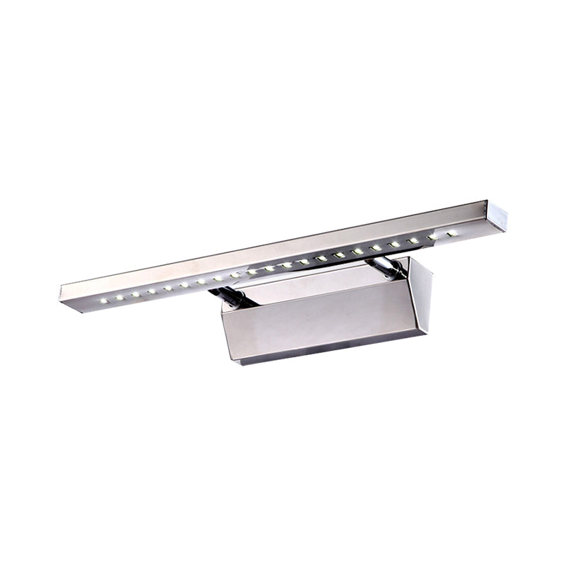 Sikunuo | Rectangular Interior Mirror Light Stainless Steel 16"/19.5" W LED Modern Wall-Mounted Light in Chrome, Warm/White Lighting