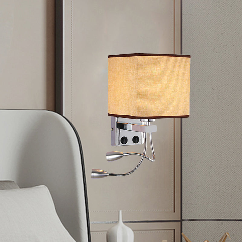 Sikunuo | White/Black/Beige Cube Wall Lantern Lighting Modernism Fabric 1 Light Wall Mount Light