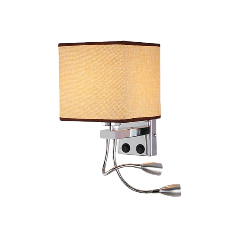 Sikunuo | White/Black/Beige Cube Wall Lantern Lighting Modernism Fabric 1 Light Wall Mount Light