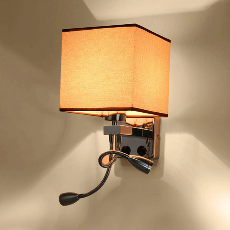 Sikunuo | White/Black/Beige Cube Wall Lantern Lighting Modernism Fabric 1 Light Wall Mount Light
