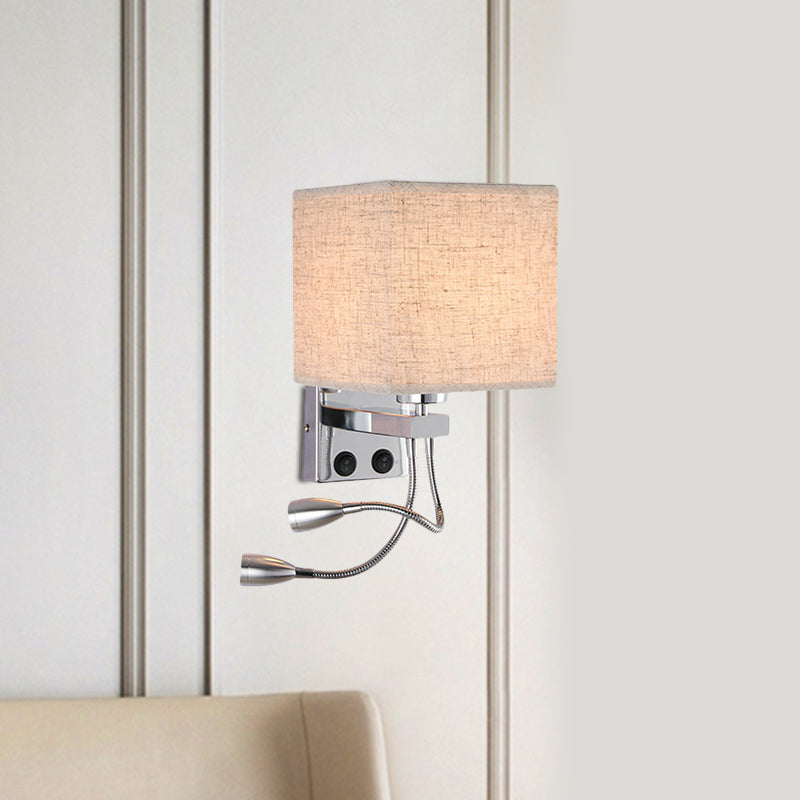 Sikunuo | White/Black/Beige Cube Wall Lantern Lighting Modernism Fabric 1 Light Wall Mount Light