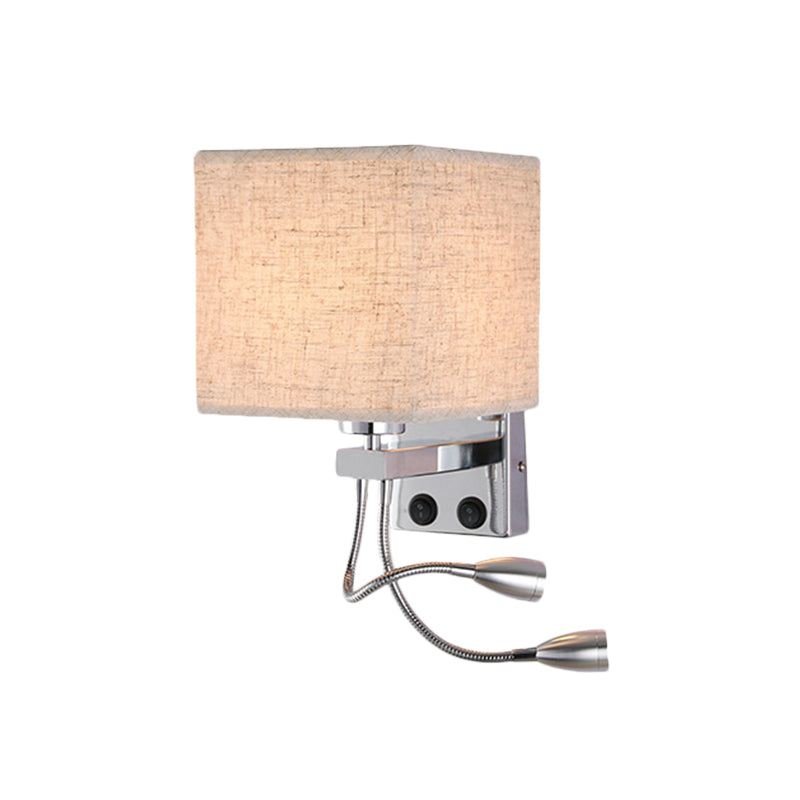 Sikunuo | White/Black/Beige Cube Wall Lantern Lighting Modernism Fabric 1 Light Wall Mount Light