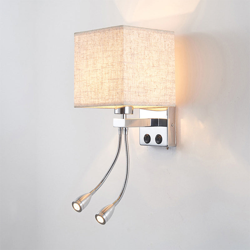 Sikunuo | White/Black/Beige Cube Wall Lantern Lighting Modernism Fabric 1 Light Wall Mount Light