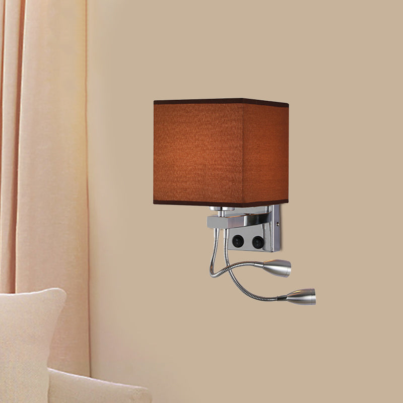 Sikunuo | White/Black/Beige Cube Wall Lantern Lighting Modernism Fabric 1 Light Wall Mount Light