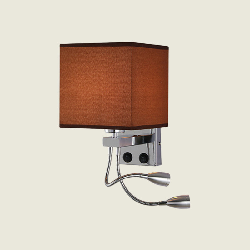 Sikunuo | White/Black/Beige Cube Wall Lantern Lighting Modernism Fabric 1 Light Wall Mount Light
