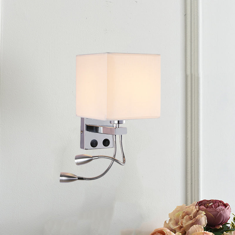 Sikunuo | White/Black/Beige Cube Wall Lantern Lighting Modernism Fabric 1 Light Wall Mount Light