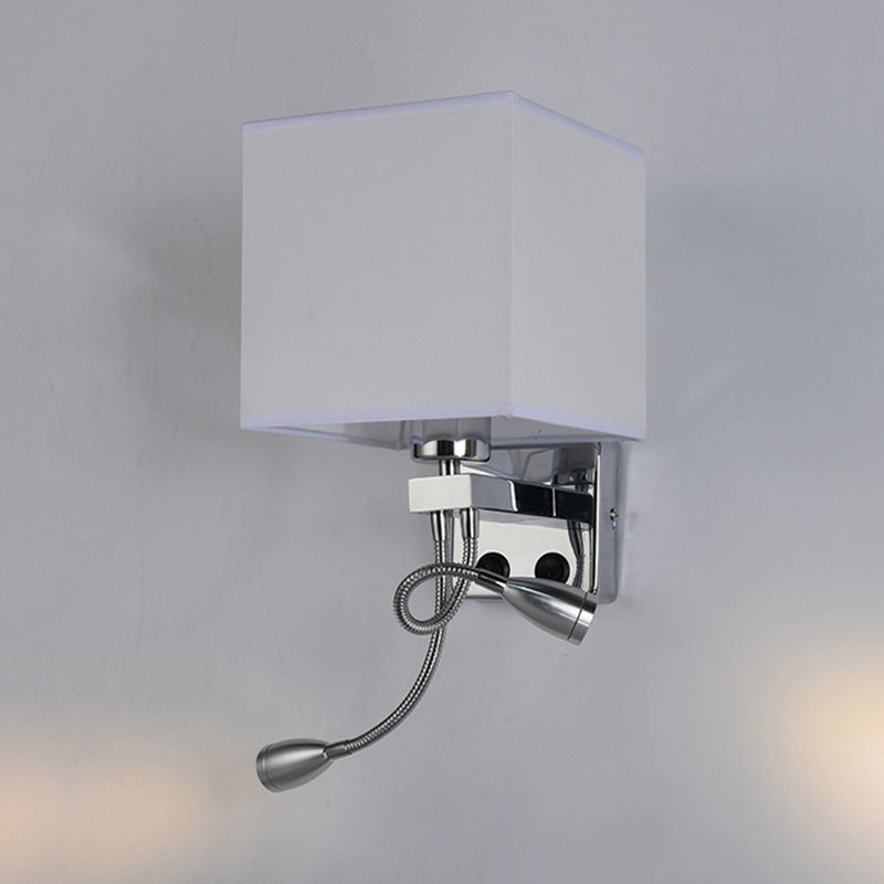 Sikunuo | White/Black/Beige Cube Wall Lantern Lighting Modernism Fabric 1 Light Wall Mount Light