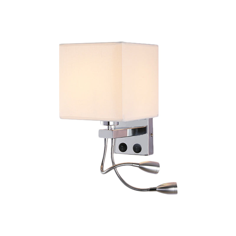 Sikunuo | White/Black/Beige Cube Wall Lantern Lighting Modernism Fabric 1 Light Wall Mount Light