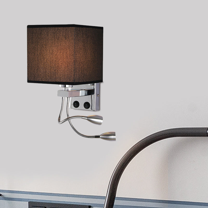 Sikunuo | White/Black/Beige Cube Wall Lantern Lighting Modernism Fabric 1 Light Wall Mount Light