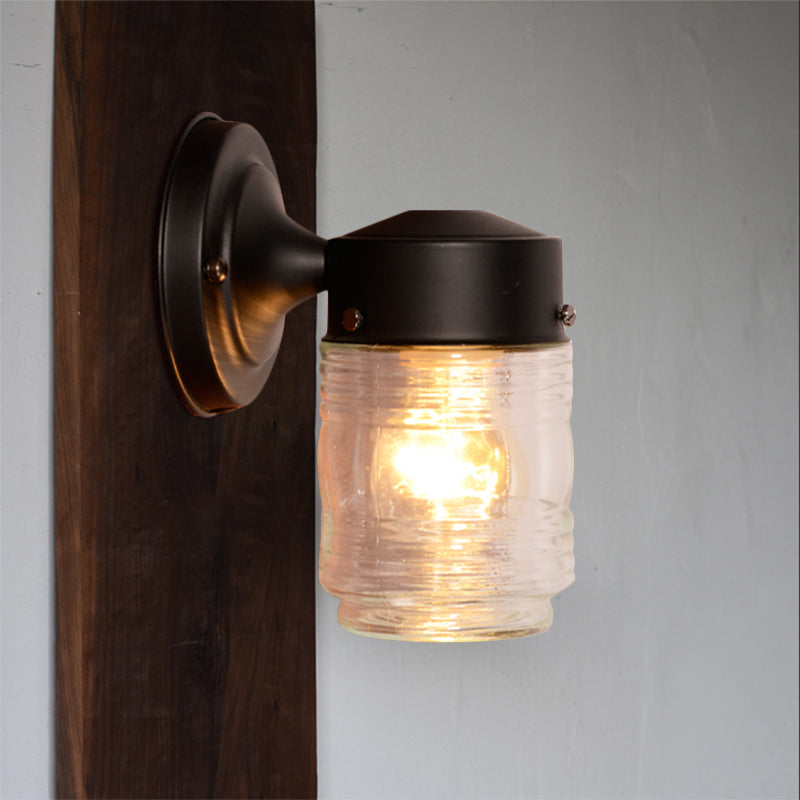 Sikunuo | Cylindrical Clear Glass Wall Lamp Modern 1 Light Black/White Wall Mounted Light Fixture