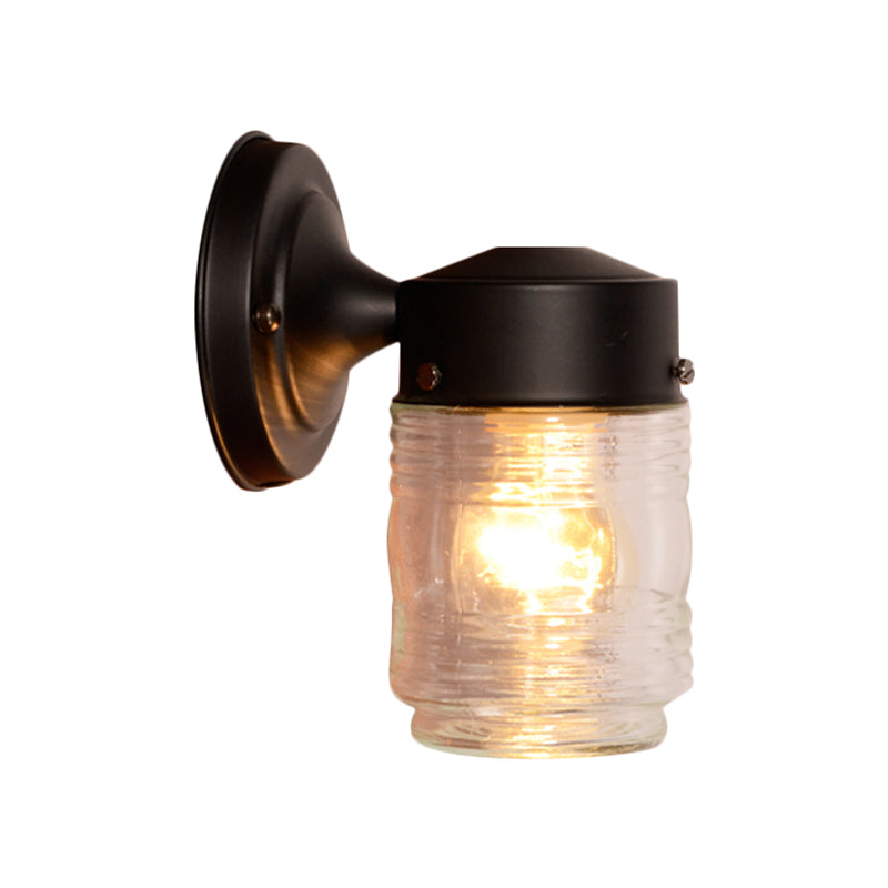 Sikunuo | Cylindrical Clear Glass Wall Lamp Modern 1 Light Black/White Wall Mounted Light Fixture