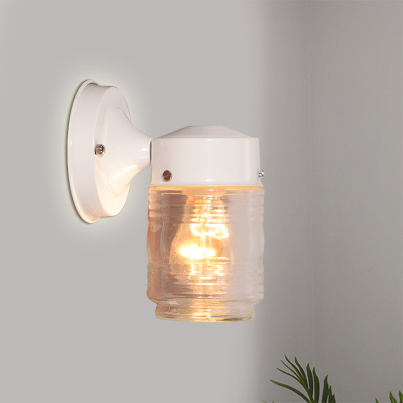 Sikunuo | Cylindrical Clear Glass Wall Lamp Modern 1 Light Black/White Wall Mounted Light Fixture