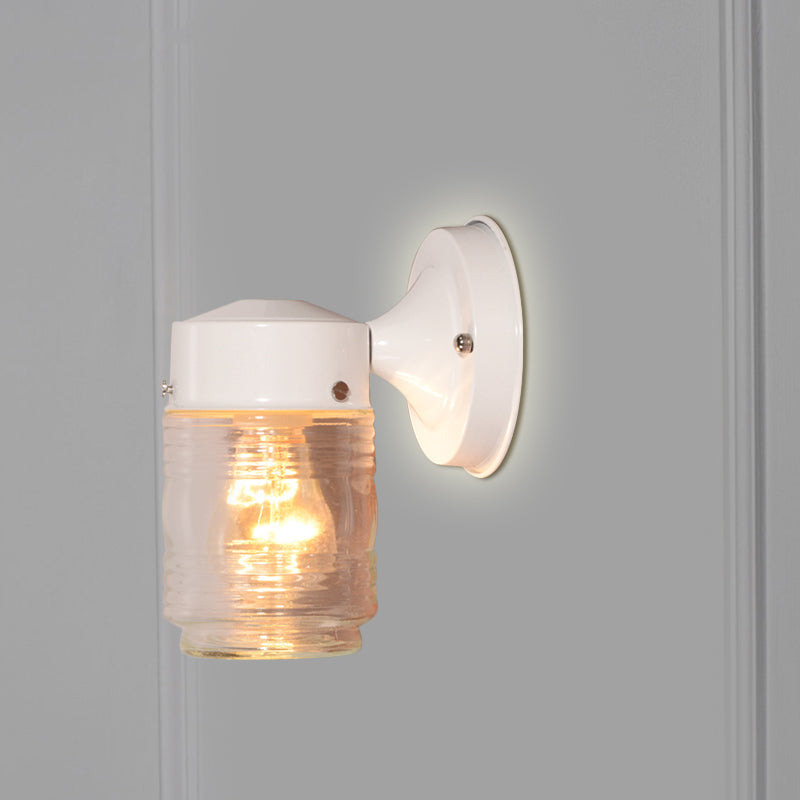 Sikunuo | Cylindrical Clear Glass Wall Lamp Modern 1 Light Black/White Wall Mounted Light Fixture