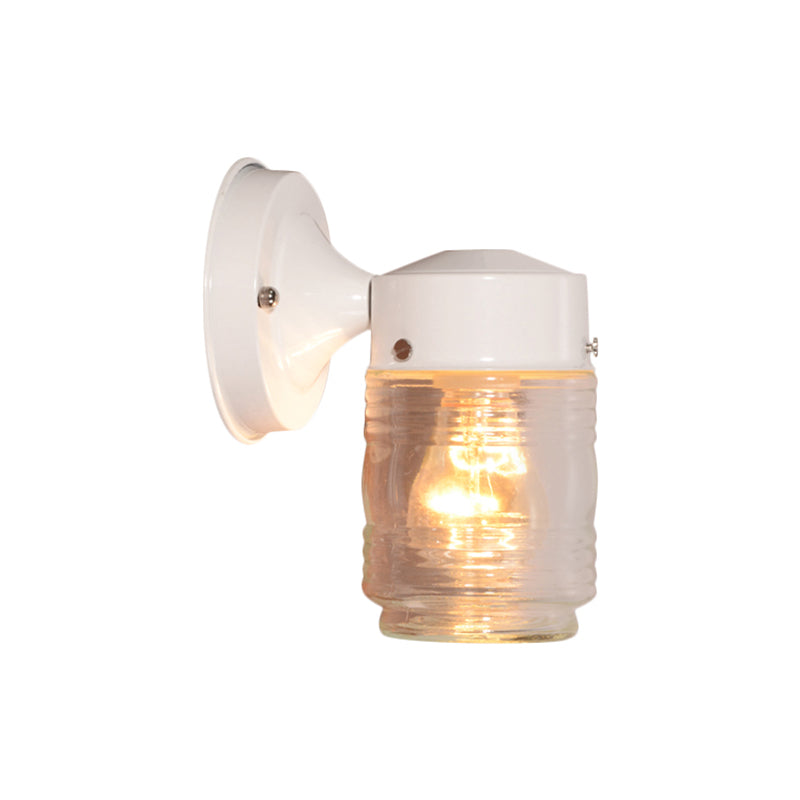 Sikunuo | Cylindrical Clear Glass Wall Lamp Modern 1 Light Black/White Wall Mounted Light Fixture