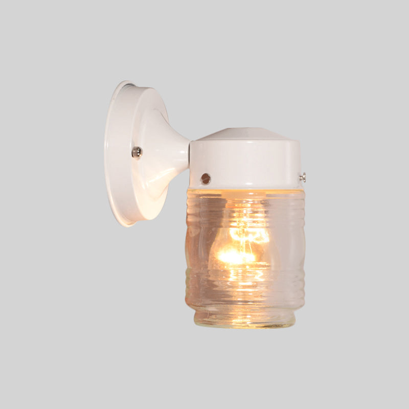 Sikunuo | Cylindrical Clear Glass Wall Lamp Modern 1 Light Black/White Wall Mounted Light Fixture