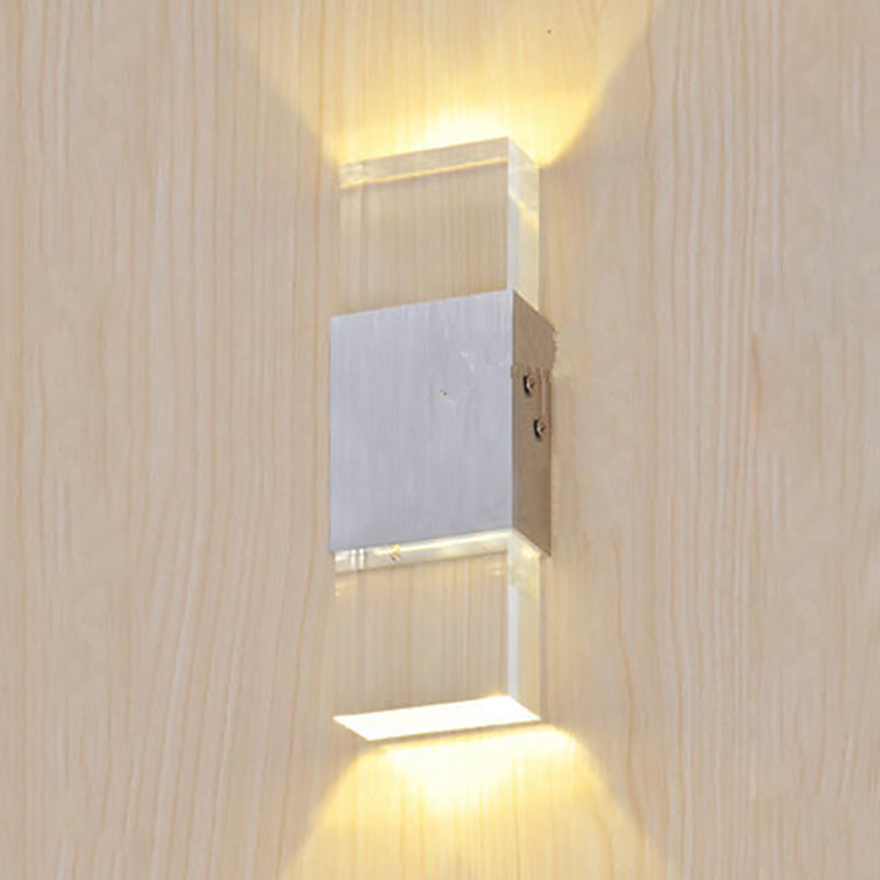 Sikunuo | Rectangular Acrylic LED Top and Bottom Wall Light Modern 1 Light Silver Wall Light in Warm/White Light