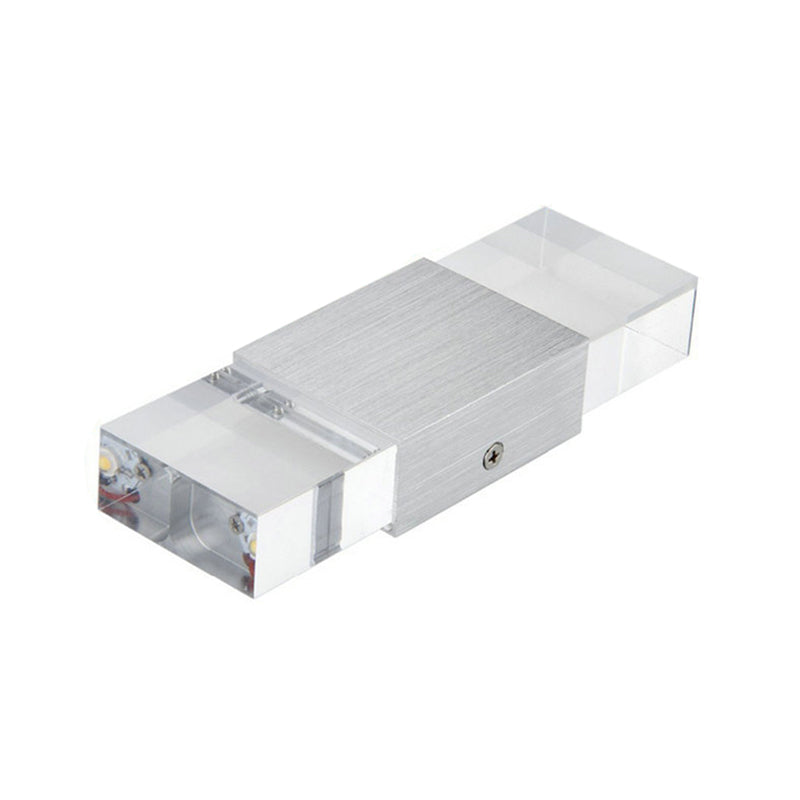 Sikunuo | Rectangular Acrylic LED Top and Bottom Wall Light Modern 1 Light Silver Wall Light in Warm/White Light