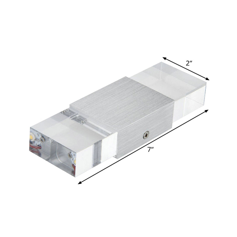Sikunuo | Rectangular Acrylic LED Top and Bottom Wall Light Modern 1 Light Silver Wall Light in Warm/White Light