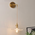 Sikunuo | Shaped Clear/Opal Glass Wall Lamp Industrial Single Bulb Bedroom Sconces Light in Brass