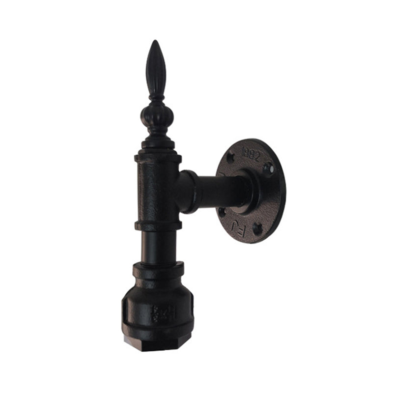 Sikunuo | Metallic Matte Black Wall Lighting Pipe Design 1 Light Vintage Style Wall Lamp for Bedroom