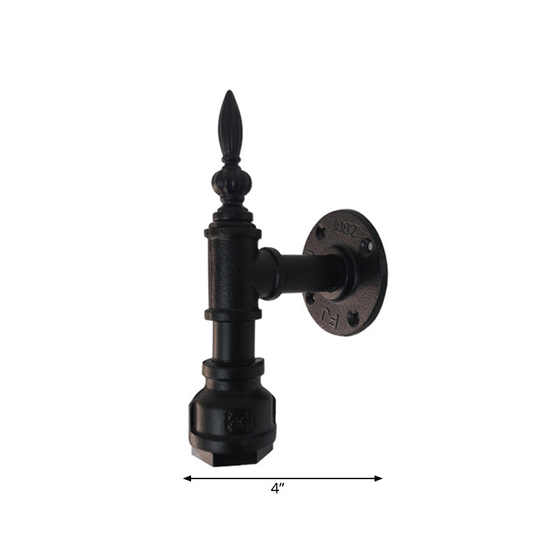 Sikunuo | Metallic Matte Black Wall Lighting Pipe Design 1 Light Vintage Style Wall Lamp for Bedroom