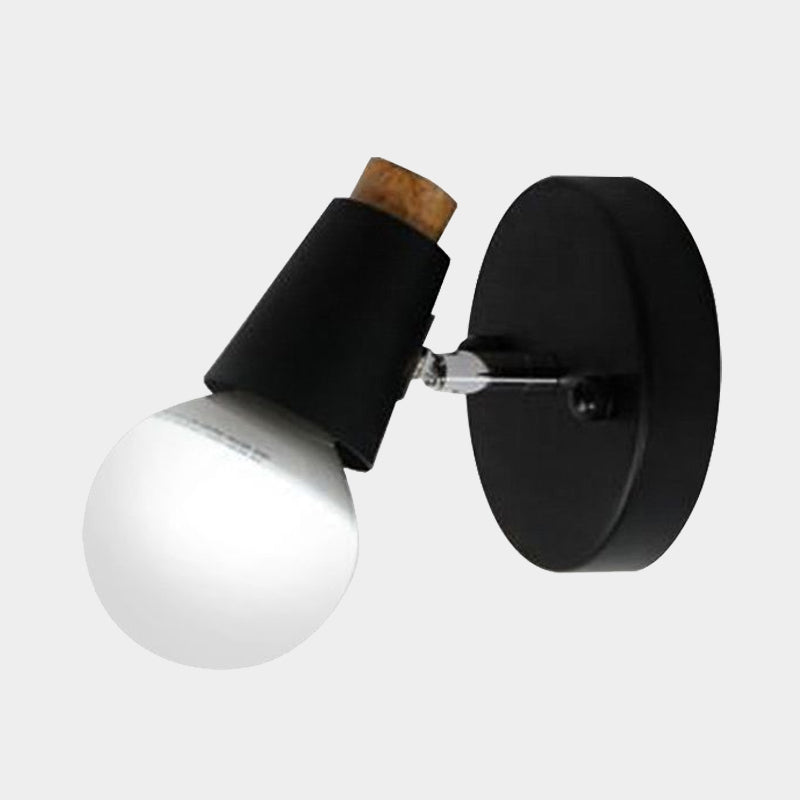 Sikunuo | Metal cup-shaped wall lamp with bare bulb industrial 1-light bathroom wall lamp in black