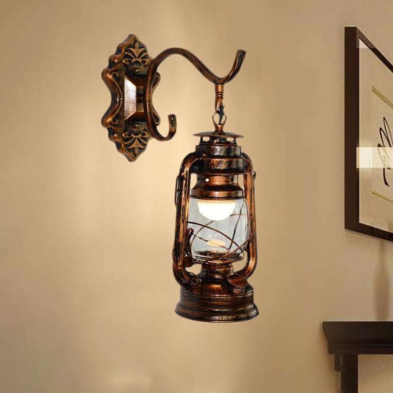Sikunuo | 1 Light Bright Glass Wall Lamp Light Coastal Bronze Kerosene Living Room Lighting Fixture