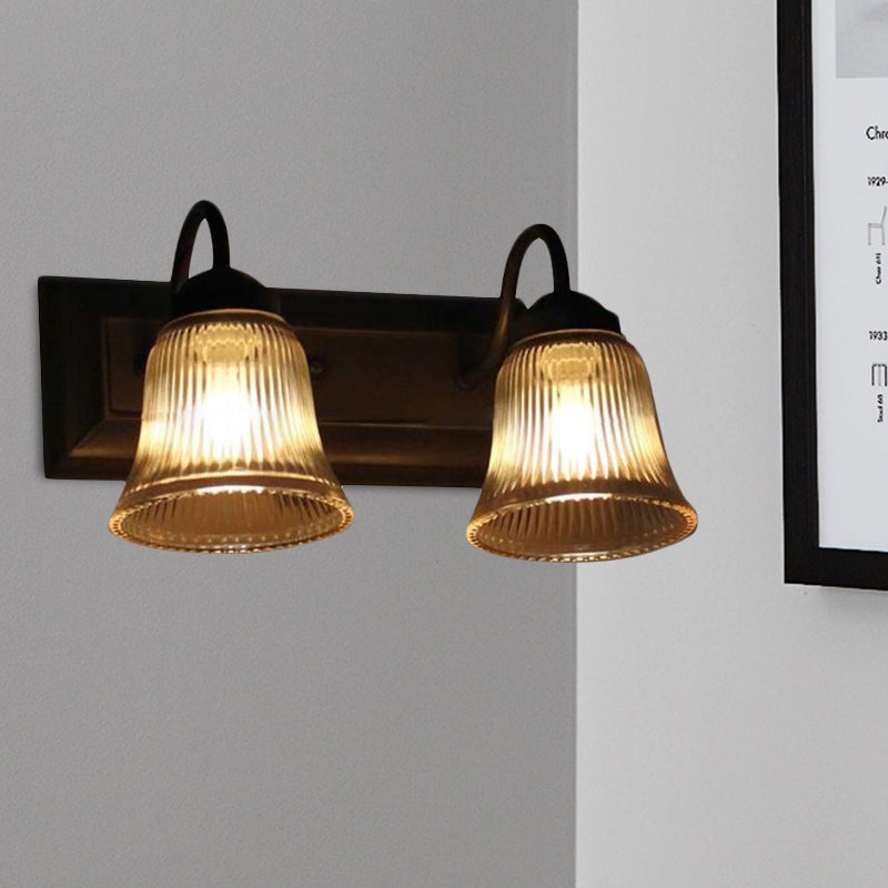 Sikunuo | Bell Clear Texture Glass Wall Lamp Industry One Lamp Bedroom Sconce Light in Black