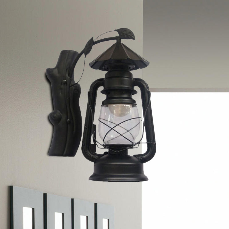 Sikunuo | Black/Bronze/Copper Kerosene Wall Lighting Coastal Clear Glass 1 Light Outdoor Wall Lamps Light