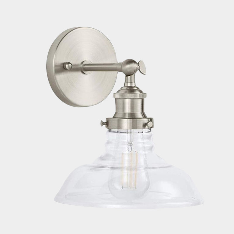 Sikunuo | Clear Glass Chrome/Nickel Wall Light Barn 1-Bulb Industrial Wall Lamp for the Kitchen