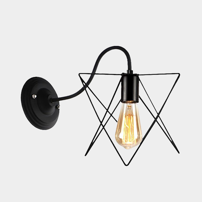 Sikunuo | Black 1 Head Wall Lamp Vintage Industrial Metal Bottle/Rectangular Wall Light Wall Lamp with Wire Frame for Café