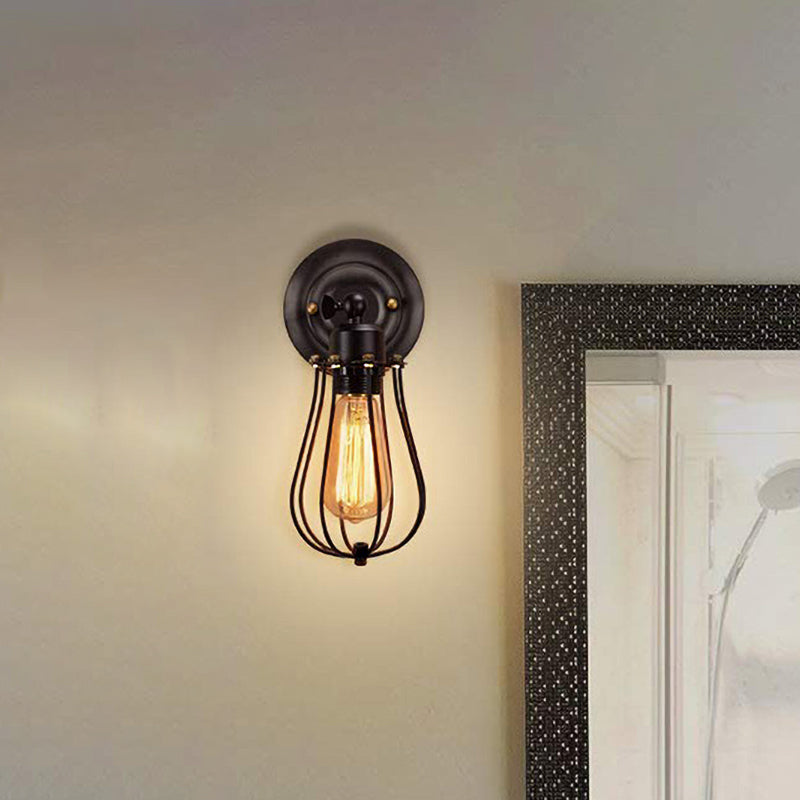Sikunuo | 2 Packs Gek cage-brick metal wall lamp Industrial style 1 light bedroom wall mounting lamp with bulb shape