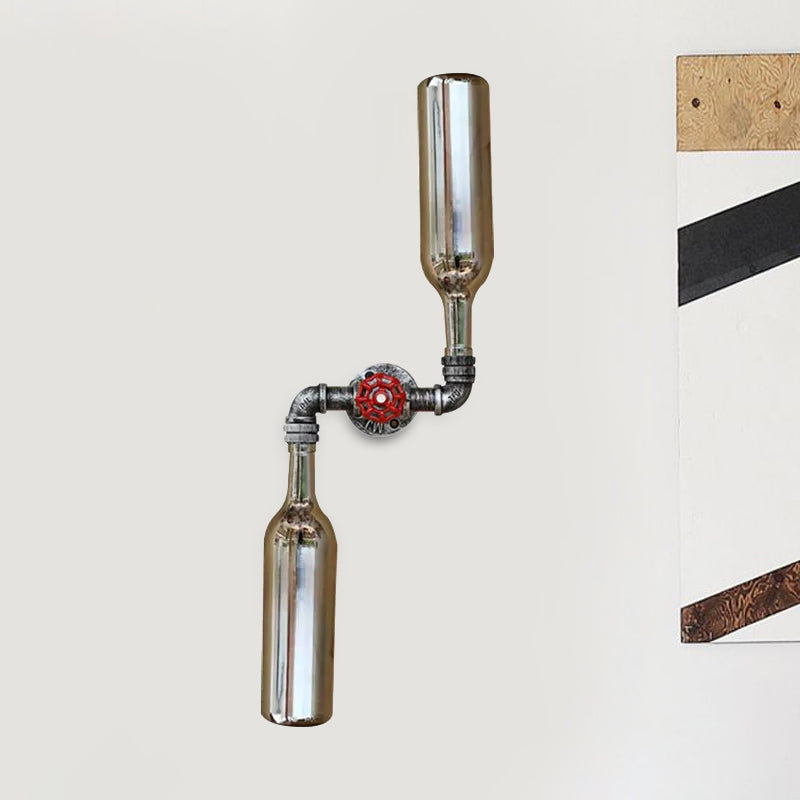 Sikunuo | Glass Gray/Blue Wall Light Wine Bottle 2 Lights Industrial Style Wall Mount Light for Living Room