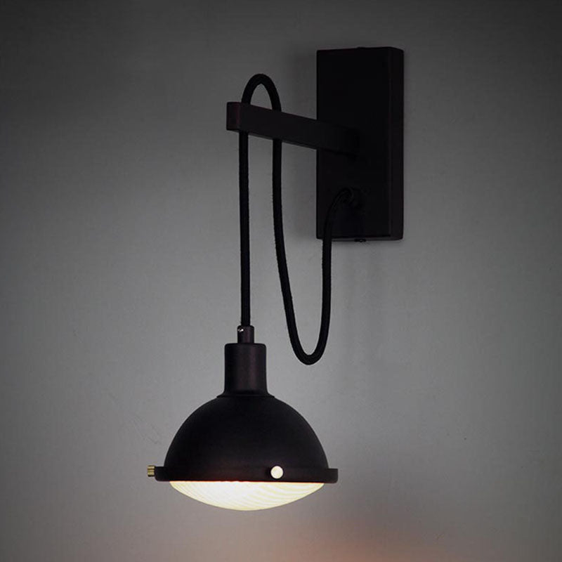 Sikunuo | 1 Light Wall Lighting Farm Bowl Shade Metallic Wall Lamp in Black for Dining Room