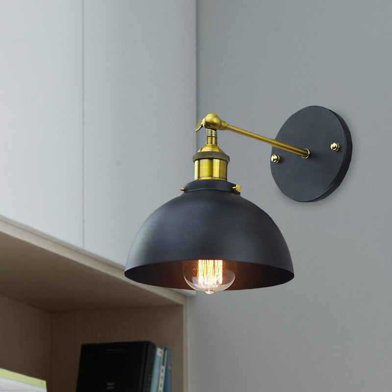 Sikunuo | 1 Head Wall Light with Dome Shade Metal Rotatable Wall Lamp in Brass Finish for Balcony